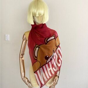 Moschino Red Teddy Bear Scarf